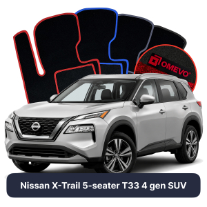 Velurové autokoberce OMEVO pro Nissan X-Trail 5 místný T33 4 gen SUV (2021-2025)
