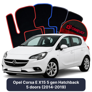 Velurové autokoberce OMEVO pro Opel Corsa E X15 5 gen Hatchback 5 dveří (2014-2019)
