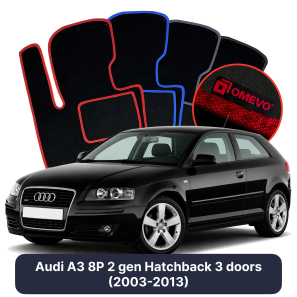 Velurové autokoberce OMEVO pro Audi A3 8P 2 gen Hatchback 3 dveře (2003-2013)
