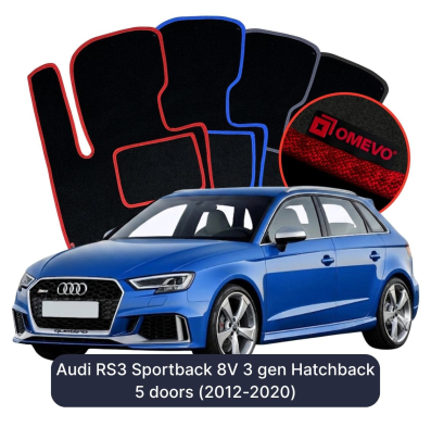 Velurové autokoberce OMEVO pro Audi RS3 Sportback 8V 3 gen Hatchback 5 dveří (2012-2020)