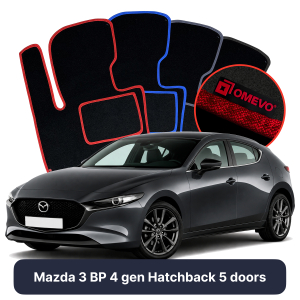 Velurové autokoberce OMEVO pro Mazda 3 BP 4 gen Hatchback 5 dveří (2019-2025)