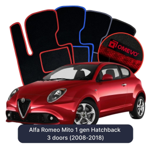 Velurové autokoberce OMEVO pro Alfa Romeo Mito 1 gen Hatchback 3 dveří (2008-2018)