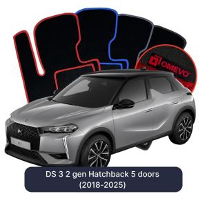 Velurové autokoberce OMEVO pro DS 3 2 gen Hatchback 5 dveří (2018-2025)