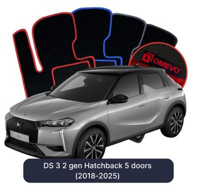 Velurové autokoberce OMEVO pro DS 3 2 gen Hatchback 5 dveří (2018-2025)