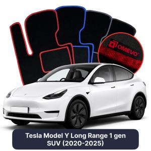 Velurové autokoberce OMEVO pro Tesla Model Y Long Range 1 gen SUV (2020-2025)