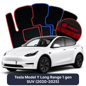 Velurové autokoberce OMEVO pro Tesla Model Y Long Range 1 gen SUV (2020-2025)