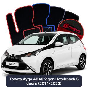 Velurové autokoberce OMEVO pro Toyota Aygo AB40 2 gen Hatchback 5 dveří (2014-2022)