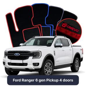 Velurové autokoberce OMEVO pro Ford Ranger 6 gen Pick-up 4 dveře (2022-2025)