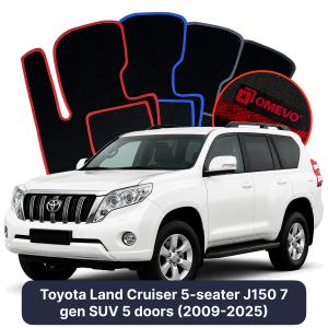 Velurové autokoberce OMEVO pro Toyota Land Cruiser 5 místný J150 7 gen SUV 5 dveří (2017-2025)