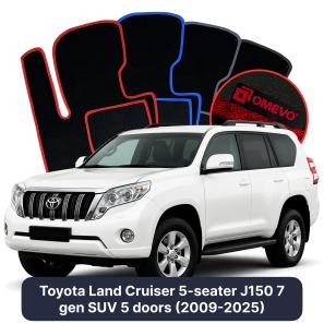 Velurové autokoberce OMEVO pro Toyota Land Cruiser 5 místný J150 7 gen SUV 5 dveří (2017-2025)
