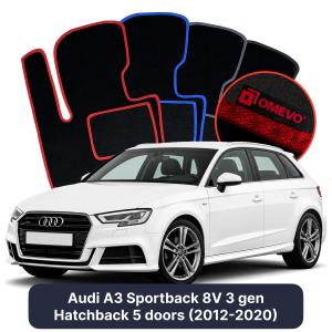 Velurové autokoberce OMEVO pro Audi A3 Sportback 8V 3 gen Hatchback 5 dveří (2012-2020)