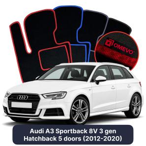Velurové autokoberce OMEVO pro Audi A3 Sportback 8V 3 gen Hatchback 5 dveří (2012-2020)