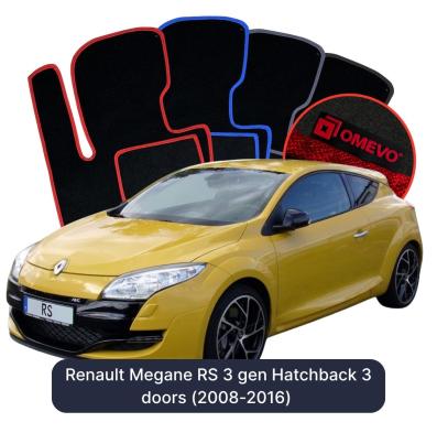 Velurové autokoberce OMEVO pro Renault Megane RS 3 gen Hatchback 3-dveřový (2008–2016)