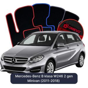 Velurové autokoberce OMEVO pro Mercedes-Benz Třída B W246 2 gen Minivan (2011-2018)