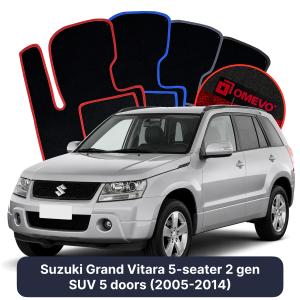 Velurové autokoberce OMEVO pro Suzuki Grand Vitara 5 místný 2 gen SUV (2005-2014)