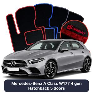 Velurové autokoberce OMEVO pro Mercedes-Benz Třída A W177 4 gen Hatchback 5 dveří (2019-2025)