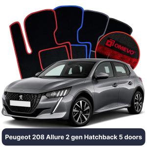 Velurové autokoberce OMEVO pro Peugeot 208 Allure 2 gen Hatchback 5 dveří (2019-2025)