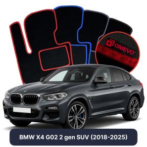 Velurové autokoberce OMEVO pro BMW X4 G02 2 gen SUV (2018-2025)