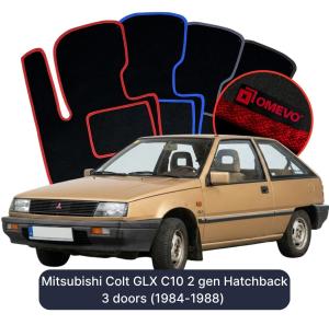 Velurové autokoberce OMEVO pro Mitsubishi Colt GLX C10 2 gen Hatchback 3 dveře (1984-1988)