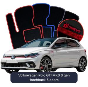 Velurové autokoberce OMEVO pro Volkswagen Polo GTI MK6 6 gen Hatchback 5 dveří (2017-2024)