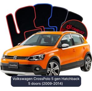 Velurové autokoberce OMEVO pro Volkswagen CrossPolo 5 gen Hatchback 5 dveří (2009-2014)