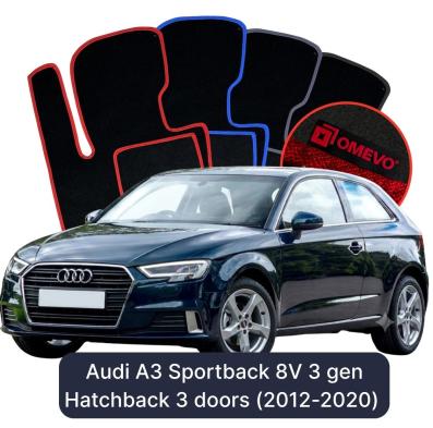 Velurové autokoberce OMEVO pro Audi A3 Sportback 8V 3 gen Hatchback 3 dveře (2012-2020)