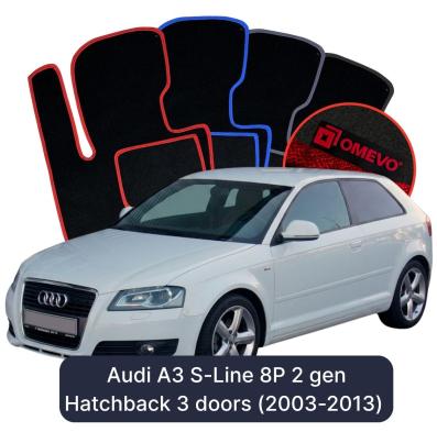 Velurové autokoberce OMEVO pro Audi A3 S-Line 8P 2 gen Hatchback 3 dveře (2003-2013)