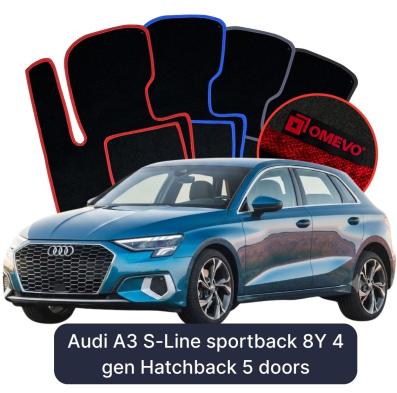 Velurové autokoberce OMEVO pro Audi A3 S-Line Sportback 8Y 4 gen Hatchback 5dveřový (2020–2025)