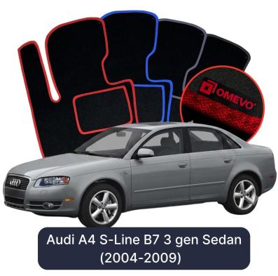 Velurové autokoberce OMEVO pro Audi A4 S-Line B7 3 gen Sedan (2004-2009)