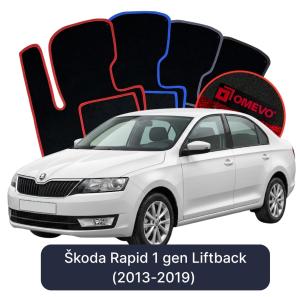Velurové autokoberce OMEVO pro Škoda Rapid 1 gen Liftback (2013-2019)