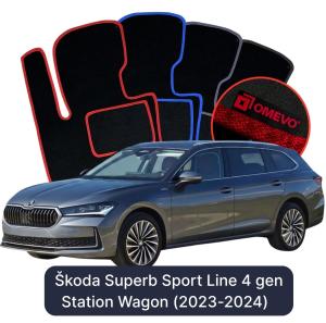 Velurové autokoberce OMEVO pro Škoda Superb Sport Line 4 gen Kombi (2023-2024)