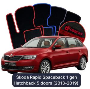 Velurové autokoberce OMEVO pro Škoda Rapid Spaceback 1 gen Hatchback 5 dveří (2013-2019)