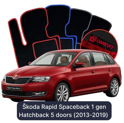 Velurové autokoberce OMEVO pro Škoda Rapid Spaceback 1 gen Hatchback 5 dveří (2013-2019)