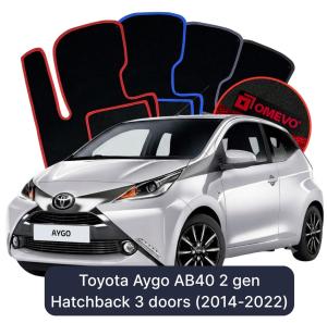 Velurové autokoberce OMEVO pro Toyota Aygo AB40 2 gen Hatchback 3 dveře (2014–2022)