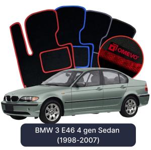 Velurové autokoberce OMEVO pro BMW 3 E46 4 gen Sedan (1998-2007)
