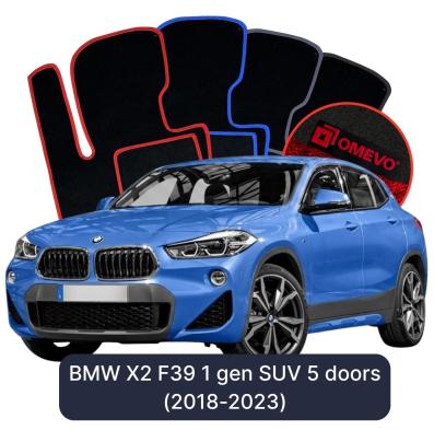 Velurové autokoberce OMEVO pro BMW X2 F39 1 gen SUV 5 dveří (2018-2023)