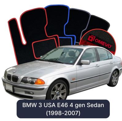 Velurové autokoberce OMEVO pro BMW 3 USA E46 4 gen Sedan (1998-2007)