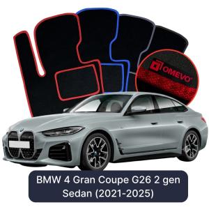 Velurové autokoberce OMEVO pro BMW 4 Gran Coupe G26 2 gen Sedan (2021-2025)
