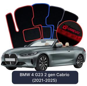 Velurové autokoberce OMEVO pro BMW 4 G23 2 gen Cabrio (2021-2025)