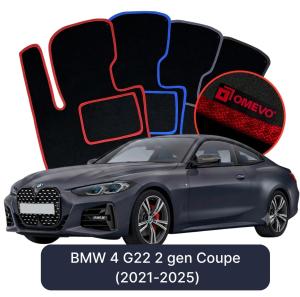 Velurové autokoberce OMEVO pro BMW 4 G22 2 gen Kupé (2021-2025)