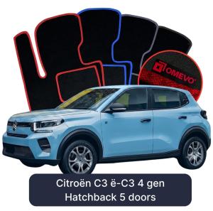 Velurové autokoberce OMEVO pro Citroën C3 ë-C3 4 gen Hatchback 5 dveří (2024-2025)