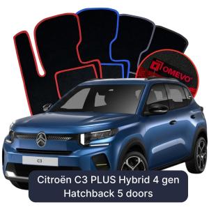 Velurové autokoberce OMEVO pro Citroën C3 PLUS Hybrid 4 gen Hatchback 5 dveří (2024-2025)
