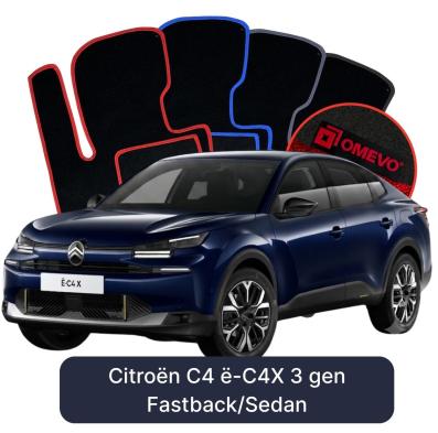 Velurové autokoberce OMEVO pro Citroën C4 ë-C4X 3 gen Sedan (2022-2025)