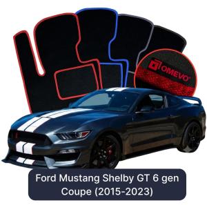 Velurové autokoberce OMEVO pro Ford Mustang Shelby GT 6 gen Kupé (2015-2023)