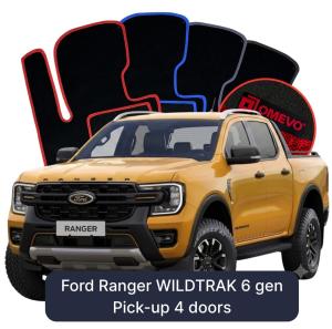 Velurové autokoberce OMEVO pro Ford Ranger WILDTRAK 6 gen Pick-up 4 dveře (2022-2025)