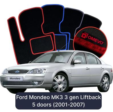 Velurové autokoberce OMEVO pro Ford Mondeo MK3 3 gen Liftback 5 dveří (2001-2007)