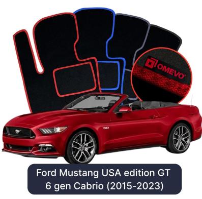 Velurové autokoberce OMEVO pro Ford Mustang USA edition GT 6 gen Cabrio (2015-2023)