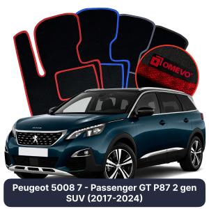 Velurové autokoberce OMEVO pro Peugeot 5008 7místný GT P87 2 gen SUV (2017-2024)