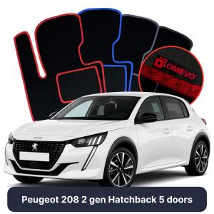 Velurové autokoberce OMEVO pro Peugeot 208 2 gen Hatchback 5 dveří (2019-2025)