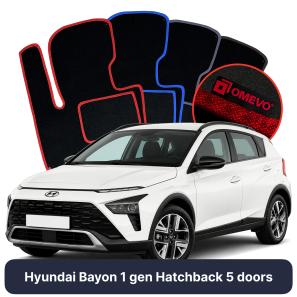 Velurové autokoberce OMEVO pro Hyundai Bayon 1 gen Hatchback 5 dveří (2022-2025)